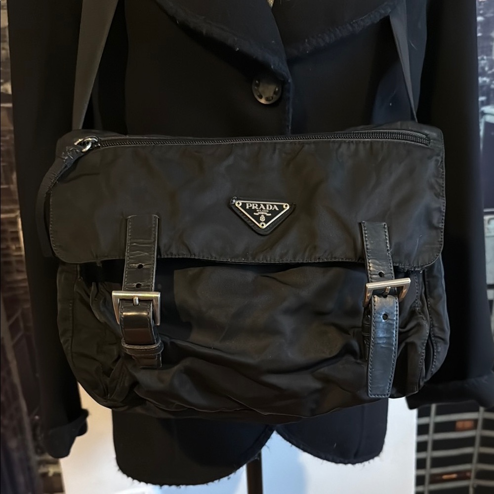 Prada Black Nylon Messenger Bag
